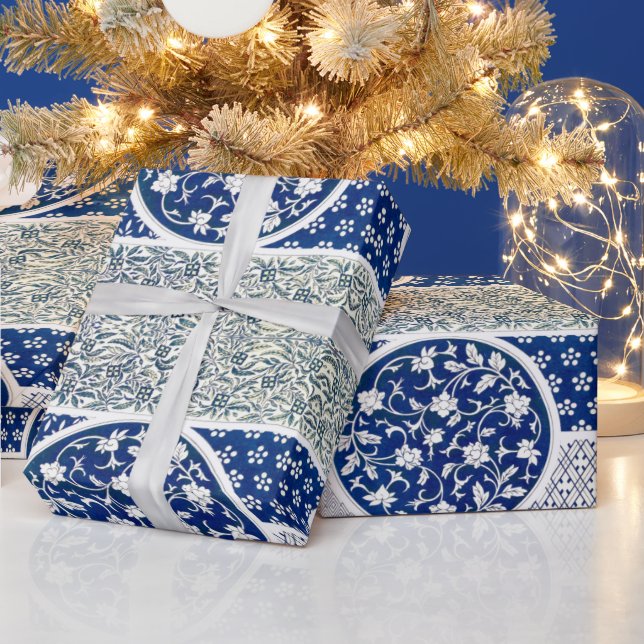 Papel De Presente Impressão Clássico de Ornamento Floral (Feriados)