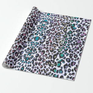 Papel De Presente Impressão colorido cintilante do leopardo