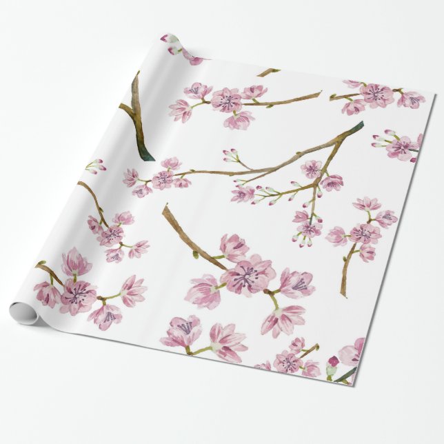 Papel De Presente Impressão da flor de cerejeira de Sakura (Desenrolado)