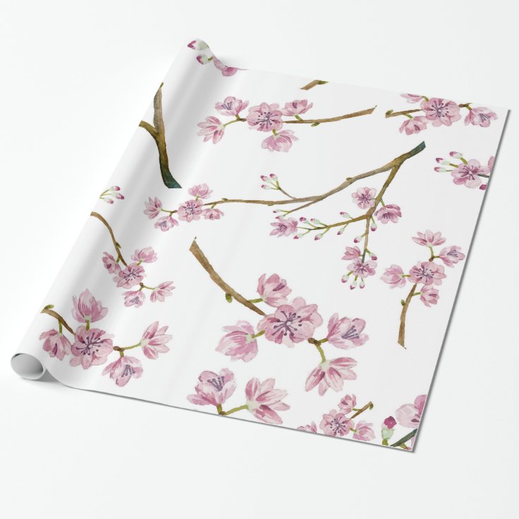 Papel De Presente Impressão da flor de cerejeira de Sakura | Zazzle.com.br