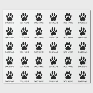 Papel De Presente Impressão da Pata do Cachorro Versão Preto e Branc