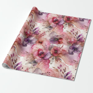 Papel De Presente Impressão de Álcool de Flor Rosa e Puro