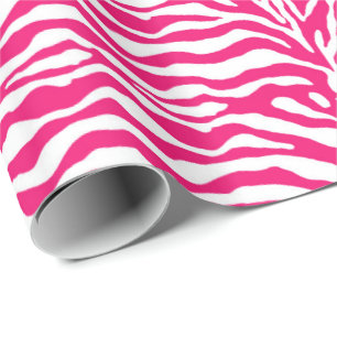 Papel De Presente Impressão de animais selvagens, Zebra em rosa e br
