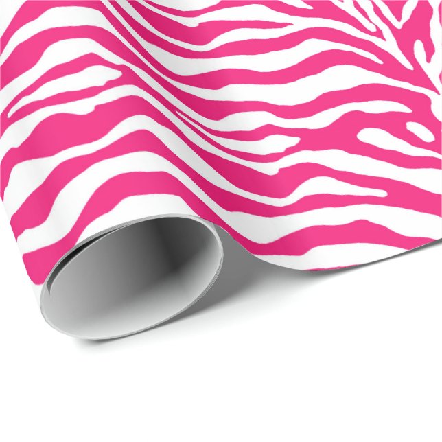 Papel De Presente Impressão de animais selvagens, Zebra em rosa e br (Ponta do rolo)