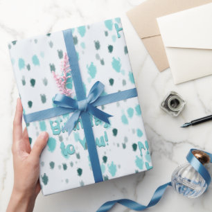 Papel De Presente Impressão de aniversário de Cinza azul personaliza