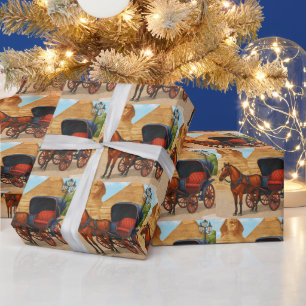 Papel De Presente Impressão de Arte de Carruagem de Cavalo do Egito
