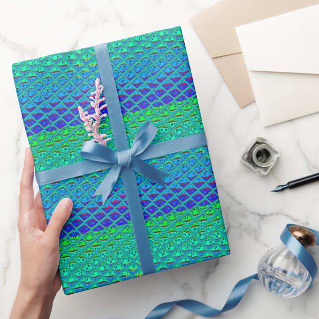 Papel De Presente Impressão de Arte de Motif Azul Italiano (Presentear)