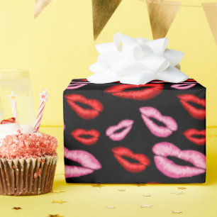Papel De Presente Impressão de batom vermelho rosa