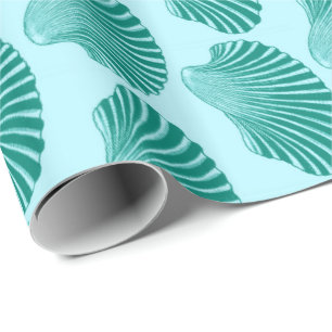 Papel De Presente Impressão de bloco de Shell de Scallop, turquesa