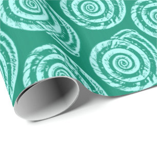 Papel De Presente Impressão de bloco do Seashell, turquesa e Aqua