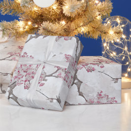 Papel De Presente Impressão de Blossomas de Cereja, Rosa e Silvura,