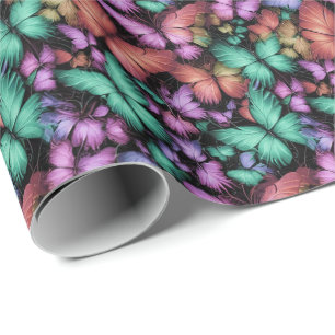 Papel De Presente Impressão de Borboletas Coloridas