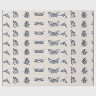 Papel De Presente Impressão de coleção de Insetos de Vintage (BIG)