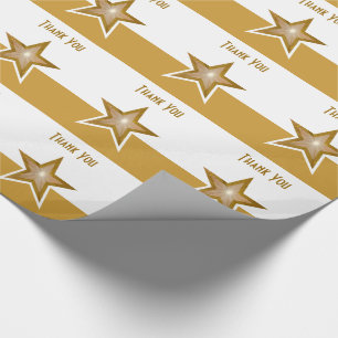 Papel De Presente impressão de estrelas Dourado Obrigado, faixa bra