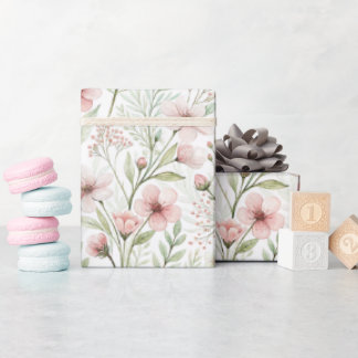 Papel De Presente Impressão de flor selvagem macio | Cor d'água de l