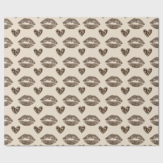Papel De Presente Impressão de Guepardo Bege e Preto Chic (Barra)