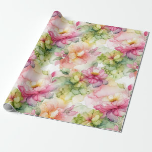 Papel De Presente Impressão de Ilustração de Álcool da Flor Pastel