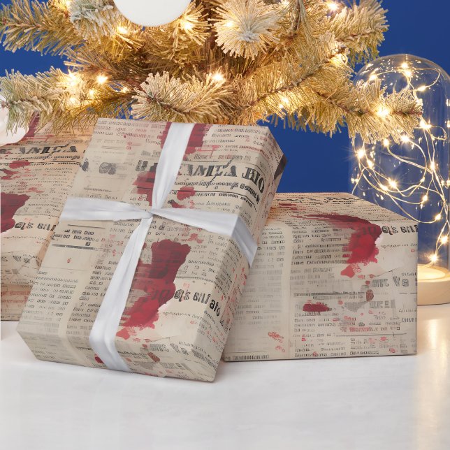 Papel De Presente Impressão de Jornal Ensanguentado (Feriados)
