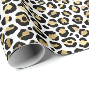 Papel De Presente Impressão de Leopard Dourada Giram Glam 