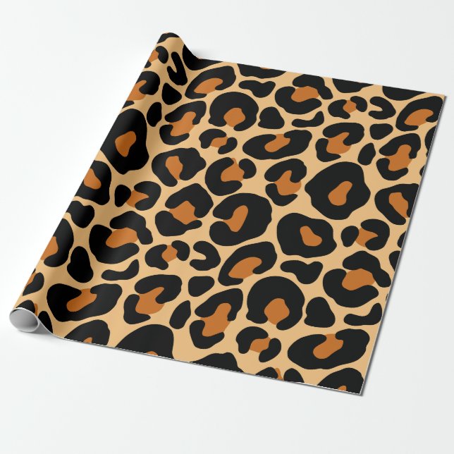 PAPEL DE PRESENTE IMPRESSÃO DE LEOPARD, PADRÃO INOXIDÁVEL DE QUEIXE (Desenrolado)