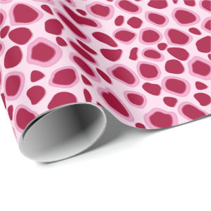 Papel De Presente Impressão de Leopardo - Burgundy e Rosa
