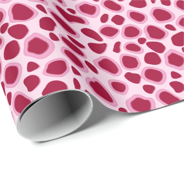 Papel De Presente Impressão de Leopardo - Burgundy e Rosa (Ponta do rolo)