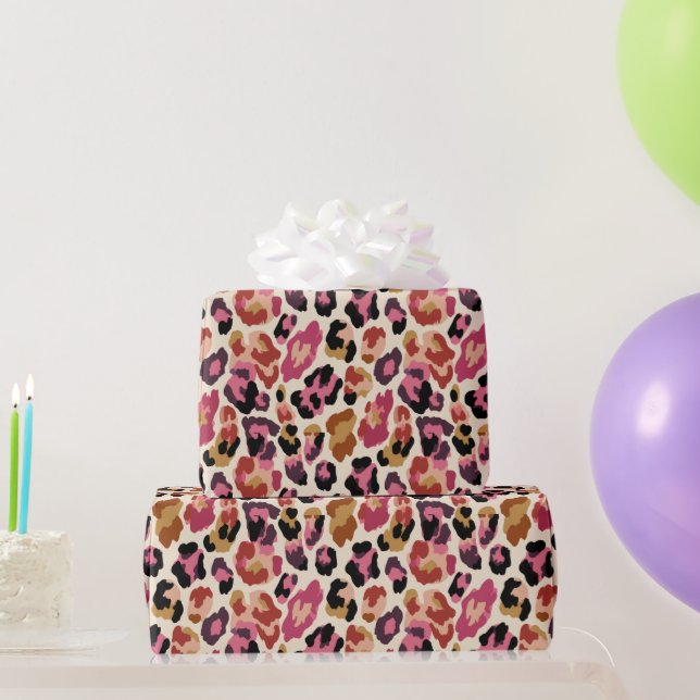 Papel De Presente Impressão de Leopardo Colorida (Presentes para festas)