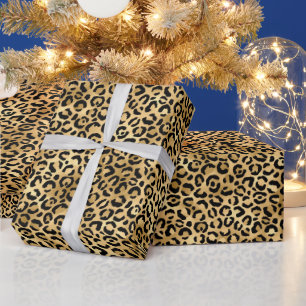 Papel De Presente Impressão de Leopardo Dourado Padrão Ousado de A