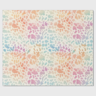 Papel De Presente Impressão de leopardo em aquarela com arco-íris pa