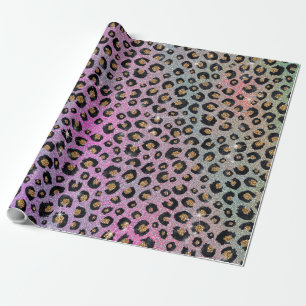 Papel De Presente Impressão de Leopardo Preto, Preto, Azul-Cor-de-R