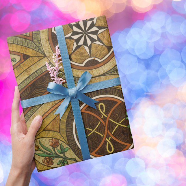 Papel De Presente Impressão de madeira decorativa antiga (Criador carregado)