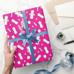 Papel De Presente Impressão de Menção Rosa Quente do Primeiro Períod