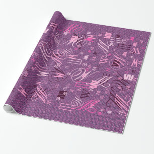 Papel De Presente Impressão de Padrão do Knit de Chevrons Rosa-Gli