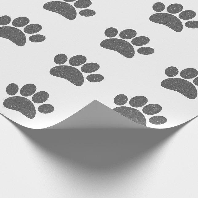 Papel De Presente Impressão de Pata de Cachorro Cinza Desenho Animad (Ponta)
