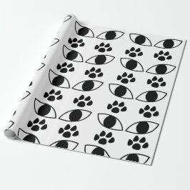 Papel De Presente Impressão de Pata de Gato Preta e Branca