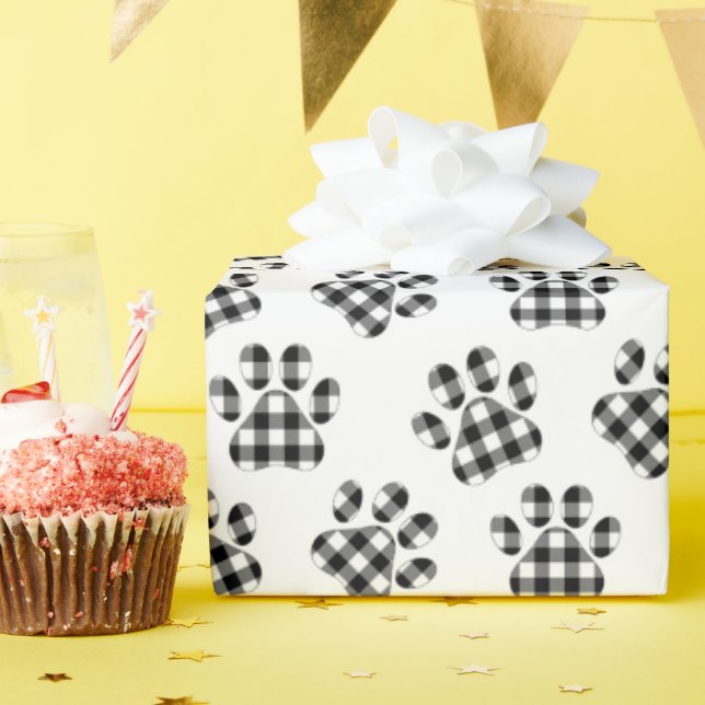 Papel De Presente Impressão de Pata Xadrez de Búfalo (Festa de aniversário)