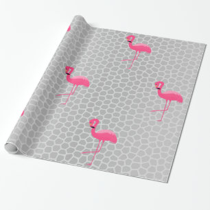 Papel De Presente Impressão de Prata Flamingo, BIRTHDAY WRAP