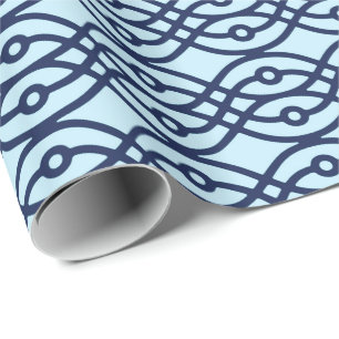 Papel De Presente Impressão de quimono, azul marinho e azul claro
