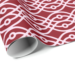 Papel De Presente Impressão de quimono, burgundy e rosa