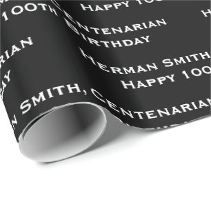 Papel De Presente Impressão de repetição do texto - branco/preto