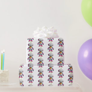 Papel De Presente Impressão de Robô Divertido e Fofo