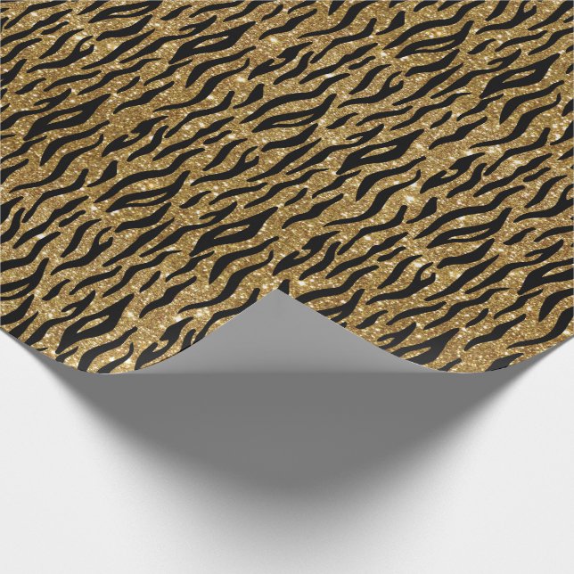 Papel De Presente Impressão de Tigre Preto e Dourado (Ponta)