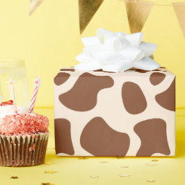 Papel De Presente Impressão de vaca rosa e castanha