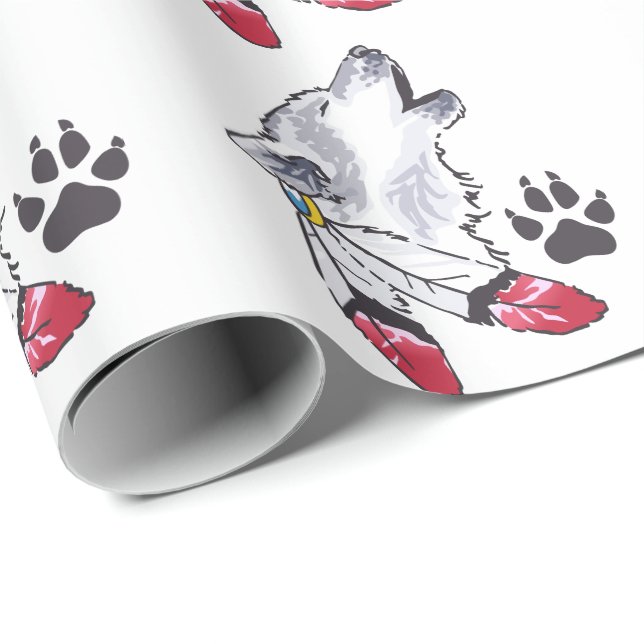 Papel De Presente Impressão de Wolf e Paw (Ponta do rolo)