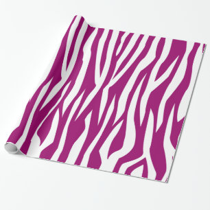 Papel De Presente Impressão de Zebra Magenta