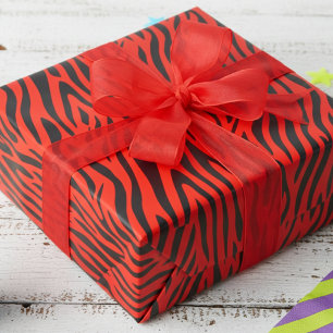 Papel De Presente Impressão de Zebra Pequena Vermelha Fluorescente
