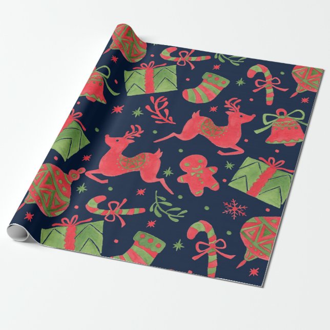 Papel De Presente Impressão do feriado de dezembro (Desenrolado)