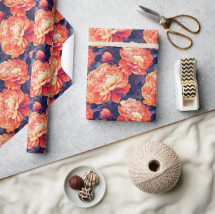 Papel De Presente Impressão do Jardim Artístico Inspirou Peonies