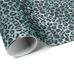 Papel De Presente Impressão do Leopardo Azul-Azul-Turquesa Glam