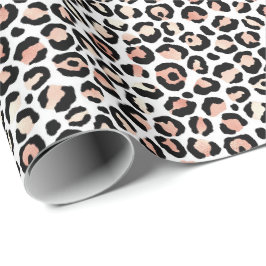 Papel De Presente Impressão do Leopardo Branco Preto-Cor-de-Rosa Esb